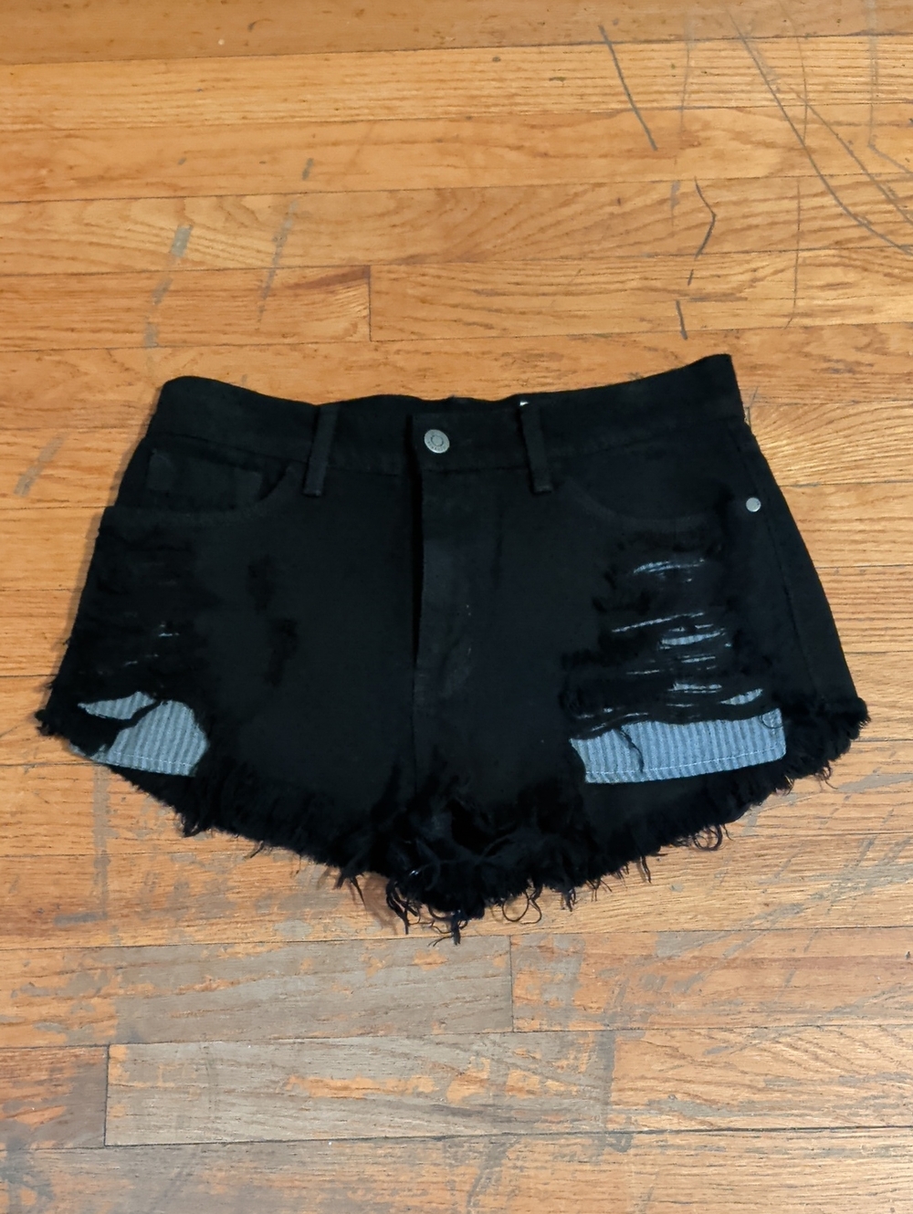 pistola Black Distressed High-Rise Denim Short Shorts
